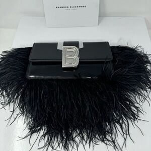 Brandon Blackwood Mia Black Feathered Clutch Bag